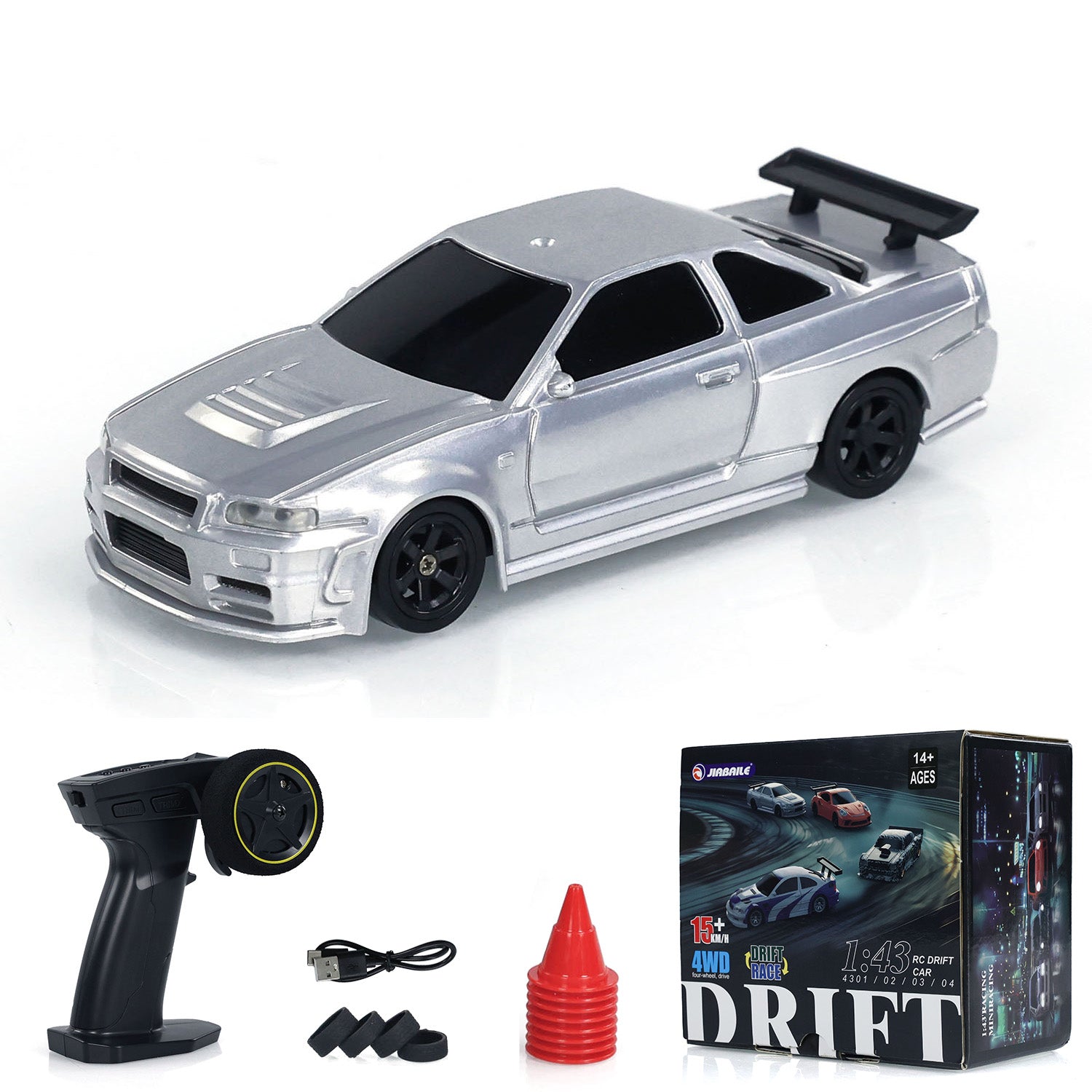 1:43 Ready to Run Drift Race Car Remote Control Toy Car 4WD Tyres