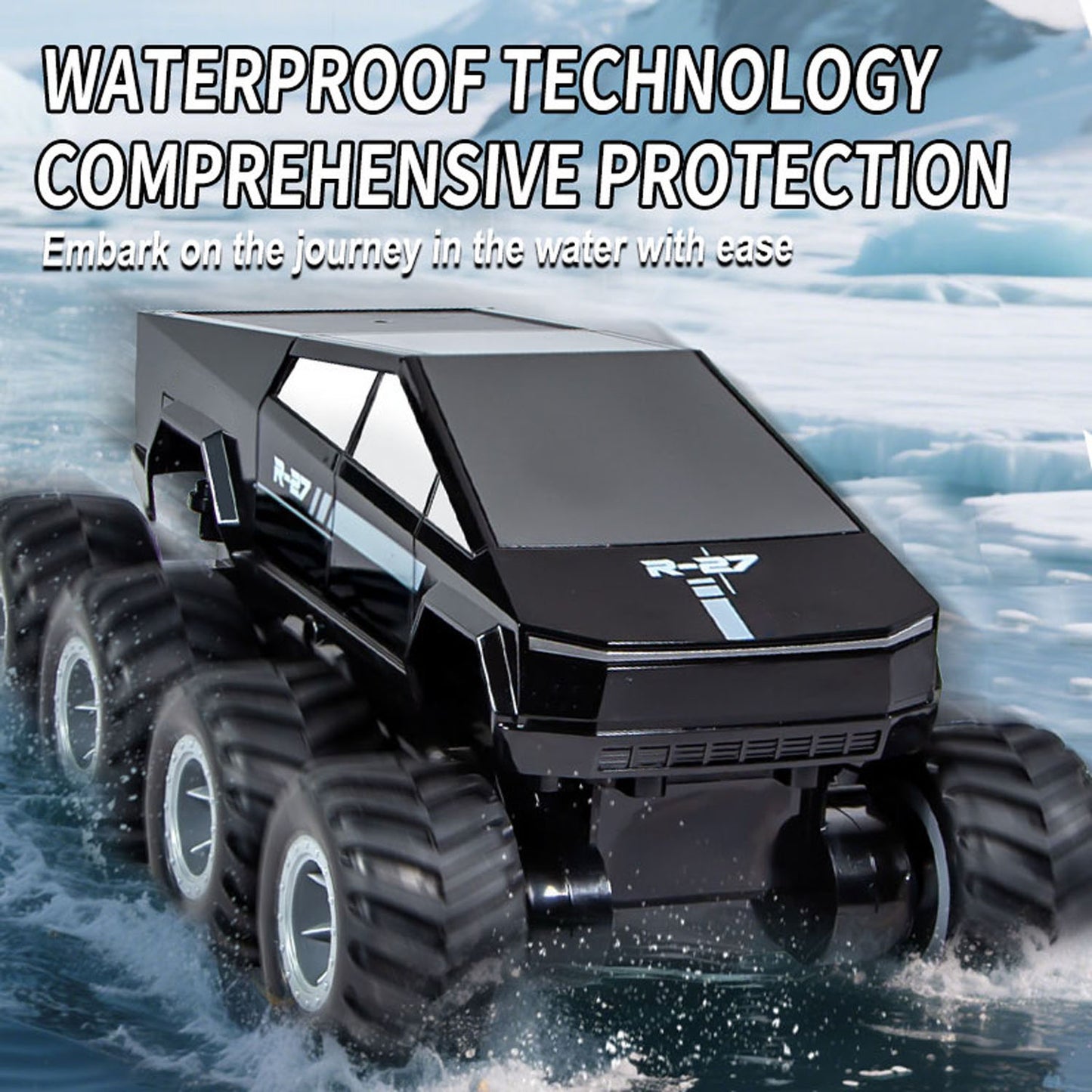 1/18 2,4G RC Pickup Truck Modell Q218 8*8 Amphibisches Geländewagen-Stuntfahrzeug mit 360-Grad-Drehung und RTR-Batterie