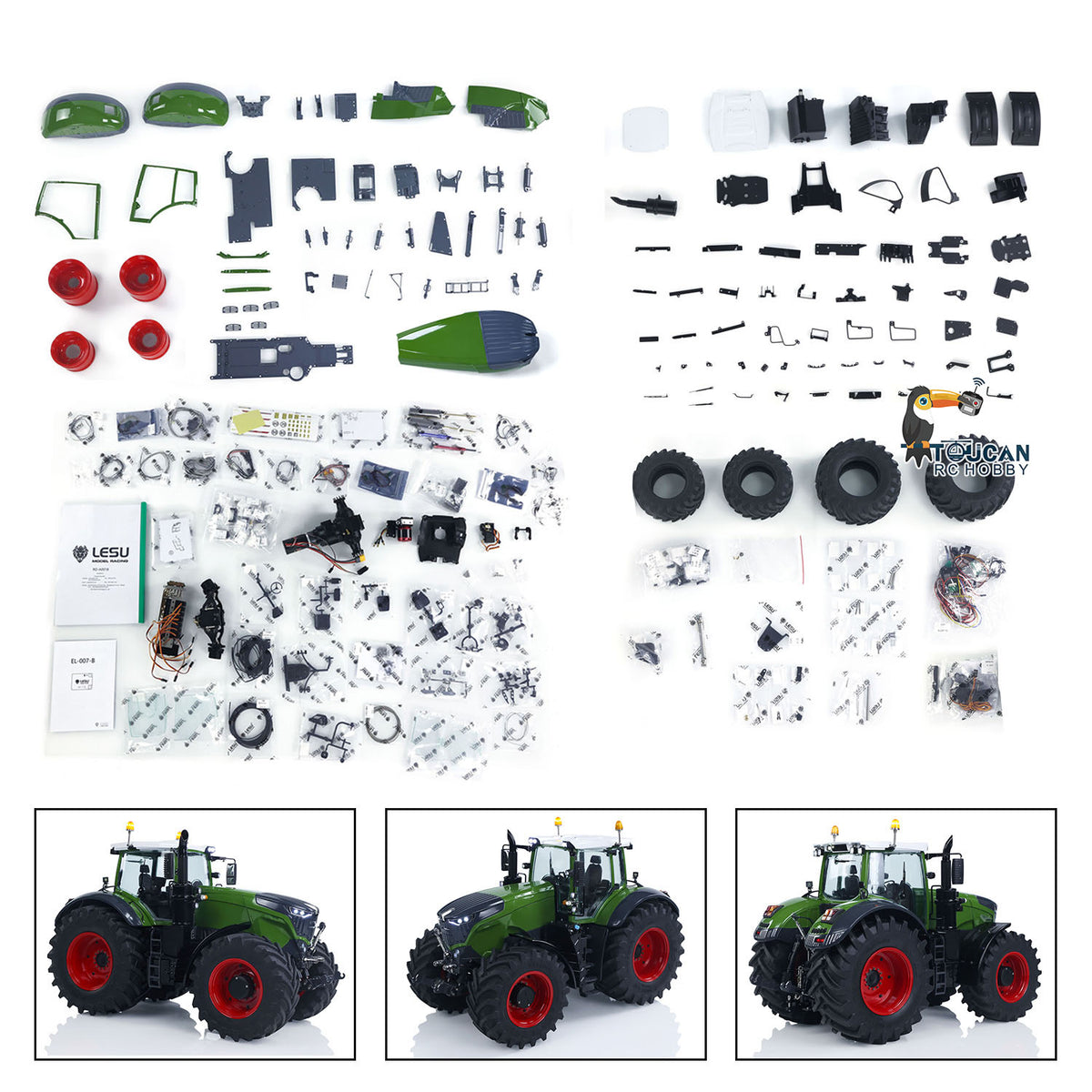 In Stock TOUCAN RC HOBBY LESU Metal 1/14 RC Tractor Truck AOUE 1050 4x4 Hydraulic Farm vehicle K500 Seedbed Pre-sowing Soil Preparation Planter Plough Light Sound