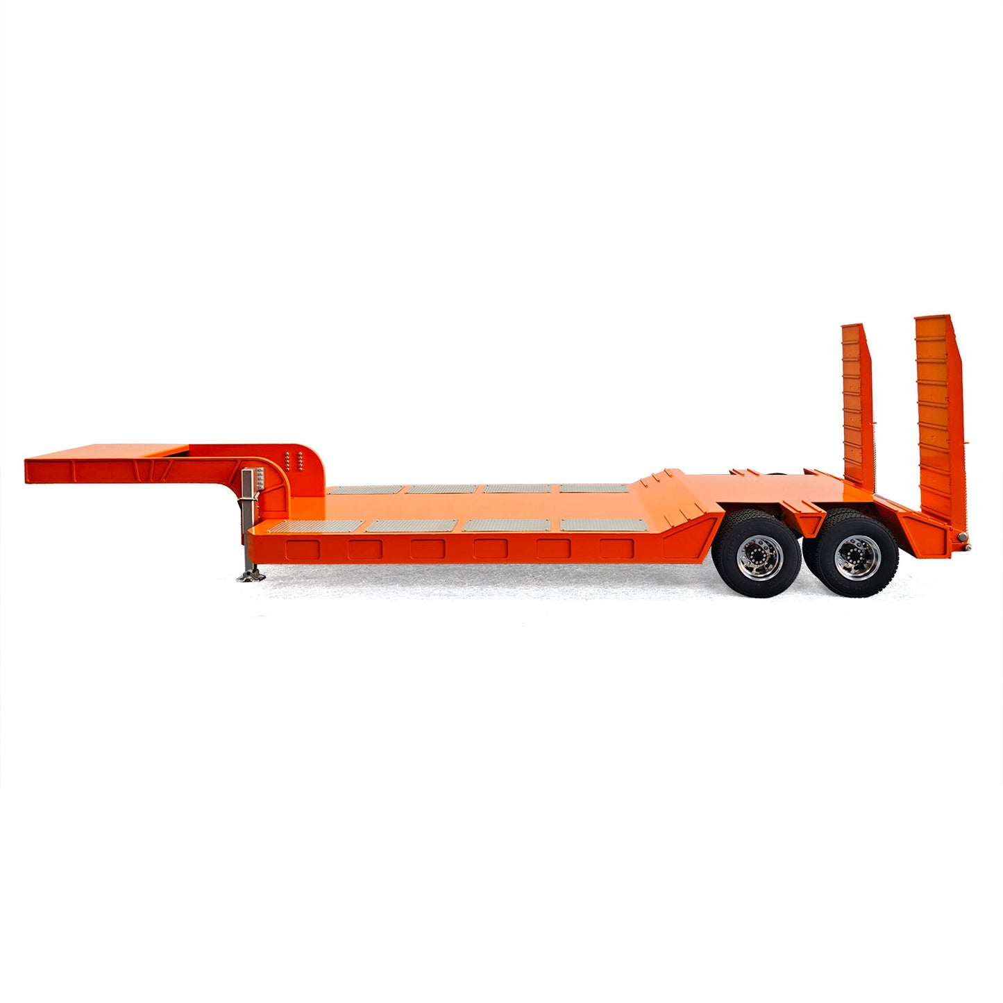 Stainless Steel Flatbed Semi-Trailer 2 Axles Anti-Slip Panel for 1/14 DIY Tamiya Remote Control Tractor Truck