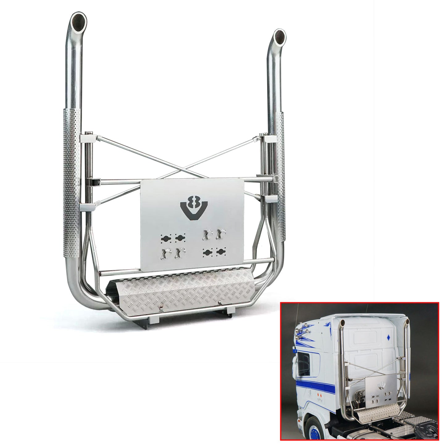 ScaleClub Metall-V-förmiges Auspuffrohr für 1/14 RC Traktor-LKW-Chassis Automodellteile R73 R62 R47 DIY-Teile