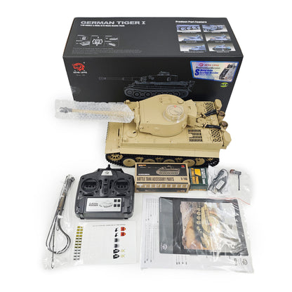 2.4Ghz Henglong 1/16 7.0 Plastic German Tiger I 3818 RTR RC Tank BB IR Barrel Recoil Metal Suspension Arm Gearbox Smoke Special Spray Painting