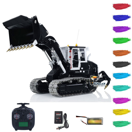 TOUCAN RC HOBBY LESU 973K 1/14 Metal RC Tracked Loader Dual Hydraulic Cylinders Openable Bucket Rear Plow High-Torque Drive Wheels Light & Sound System