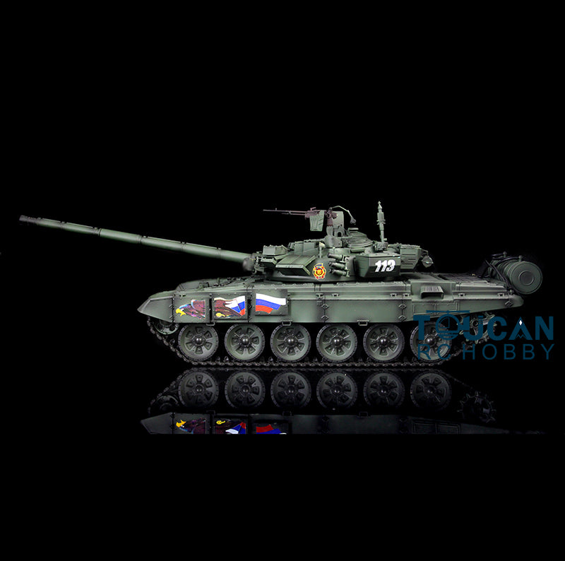 Umgerüsteter Henglong 1/16 ferngesteuerter TK7.1 RTR 3938 T90 Panzer mit Metallchassisketten, 360-Grad-Turm, BB IR, Oberrumpf aus Kunststoff