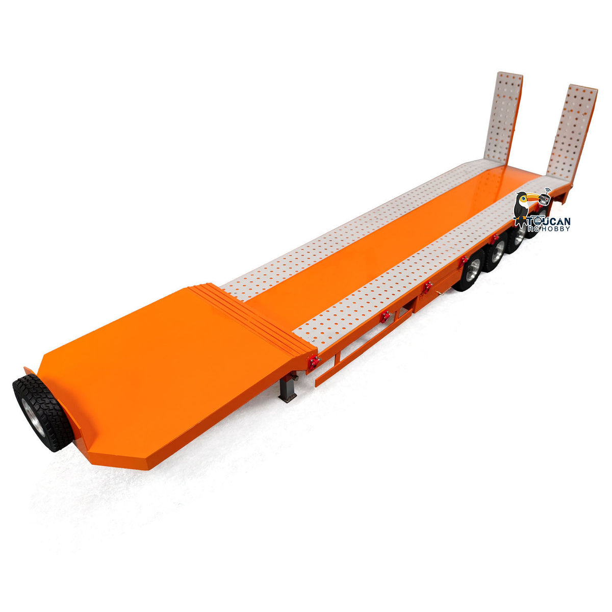 1:14 4-achs Metallanhänger für RC Traktor Auto LKW Elektrische Heckklappe Beine Lackiert Zusammengebaut DIY Modell Batterie