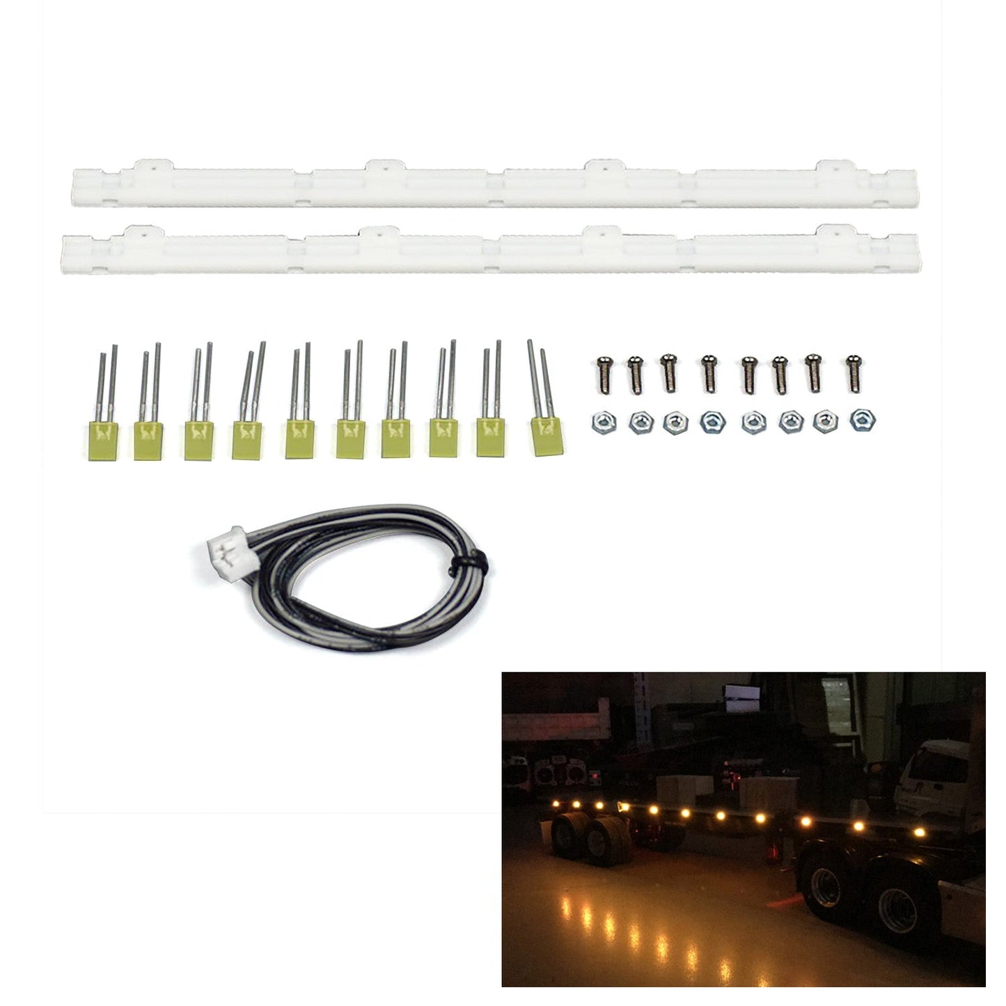3V LED Kunststoff Seitenschweller Lichtleiste 5 Perlen für 1/14 DIY TAMIYA RC Traktor LKW Modell FH16 R620 Anhänger Engineering Fahrzeug Auto