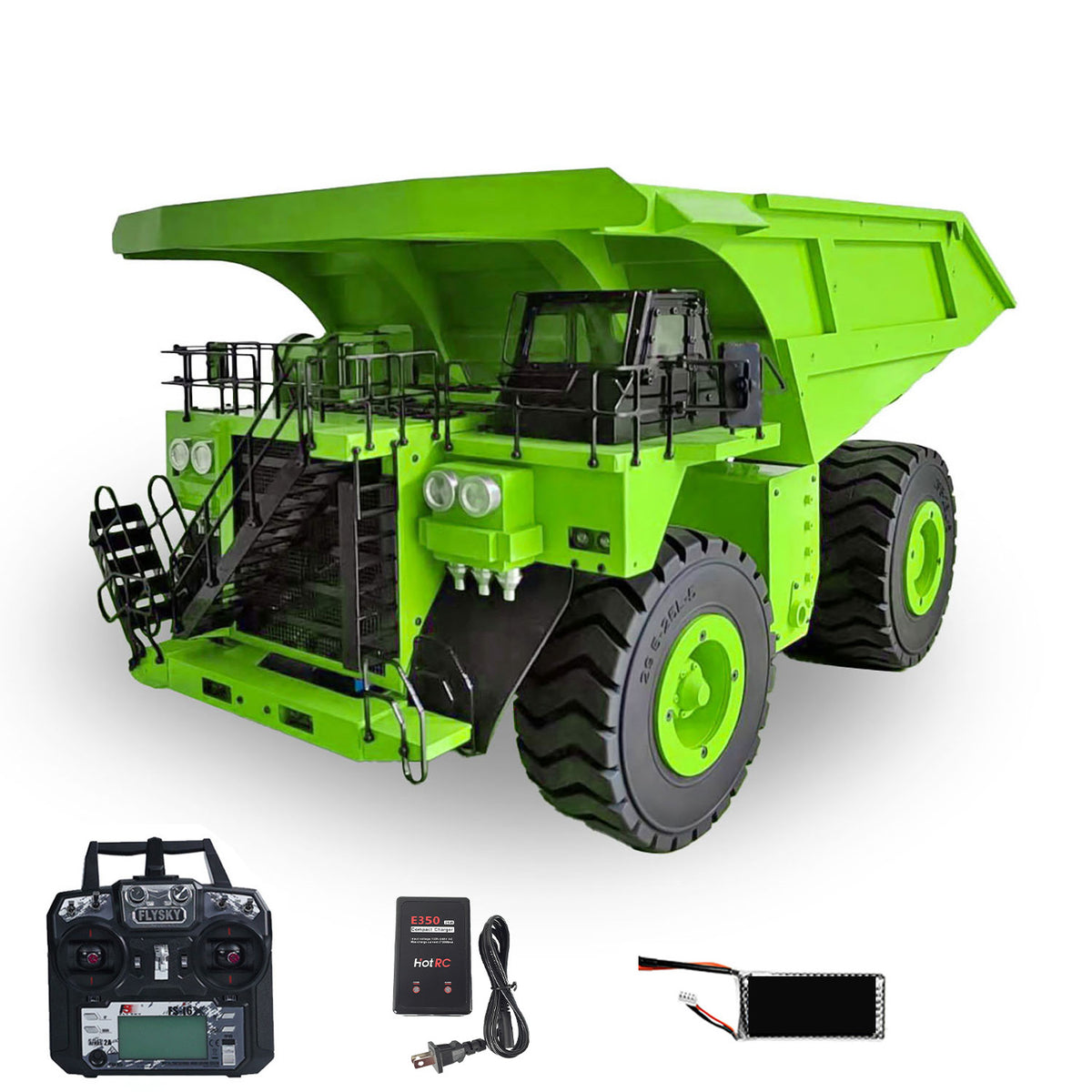 LZGH-C793D-2 Ready to Run 1/20 Metal Hydraulic RC Mining Dump Truck Big S Tire w/Light Warning Sound & Battery