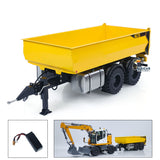 1/14 2 Axels Metal RC Hydraulic Dump Trailer Truck W/ Support Leg for LR914 PRO Remote Control Wheeled Excavator Digger Model