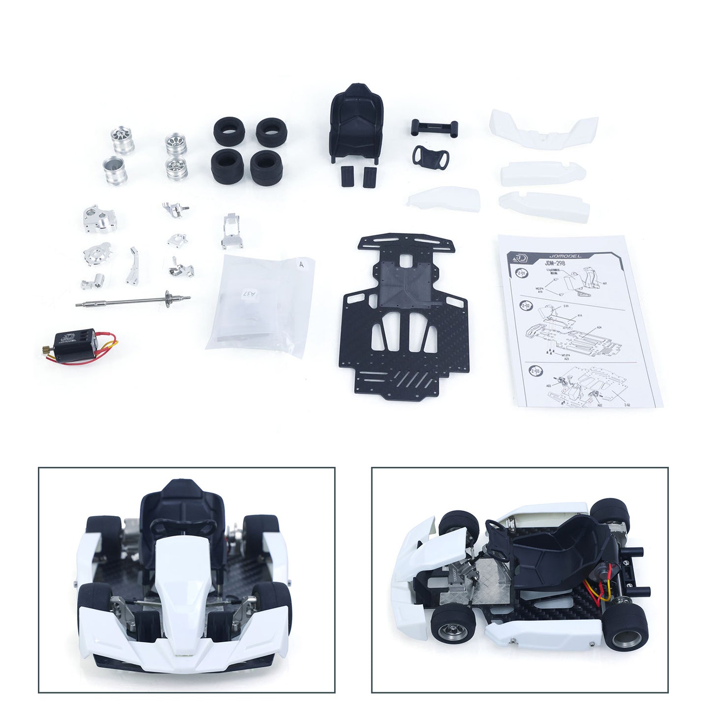 KIT JDM 298A 1/10 4x2 RC Go-Kart Unlimited DIY Model Vehicle Remote Control Electric Racing Car Motor No Battery for Adult