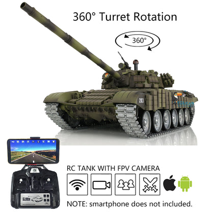 1/16 Maßgeschneiderter Heng Long TK7.0 Ferngesteuerter, fahrbereiter BB IR T72 Panzer 3939 Metallketten Räder FPV Rauch Sound