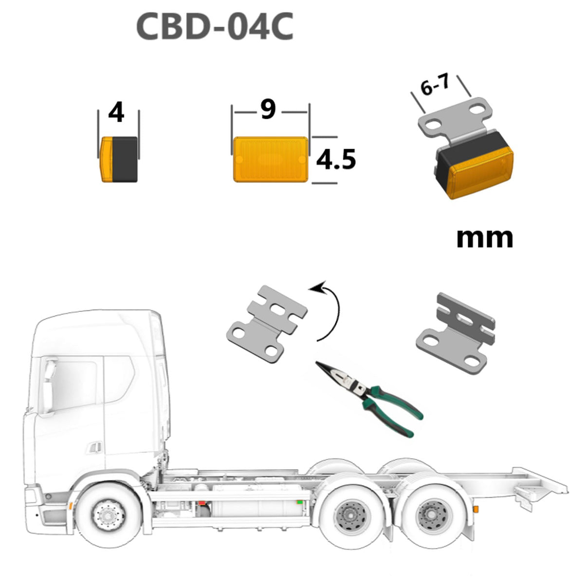 TOUCAN RC HOBBY 2.2V-3V LED Warning Light Plastic Marker Lamp for DIY 1/14 RC Tractor Truck Model Trailer Dumper Road Rescue Vehicle Car