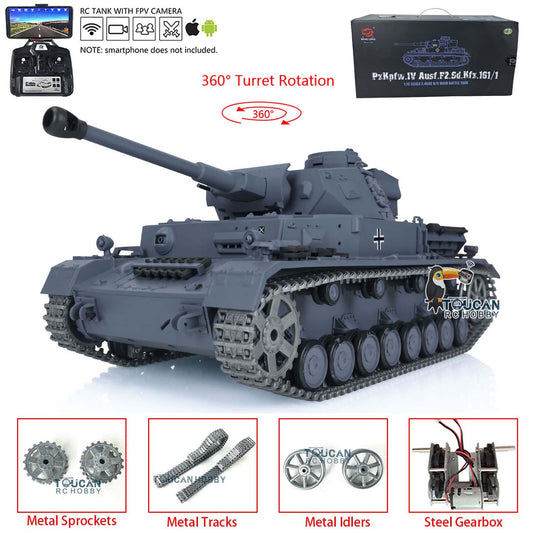 Henglong 1/16 TK7.0 Promotion German Panzer IV F2 3859 RTR RC Tank 360 Degrees Turret Smoke Infrared Combat BB Metal Barrel Tracks Sprockets Idlers Wheels