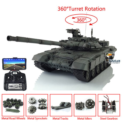 Henglong 1/16 TK7.0 Profession 3938 Russian T90 RTR RC Tank FPV 360 Degrees Turret IR BB Smoke Metal Sprockets Idlers Road Wheels