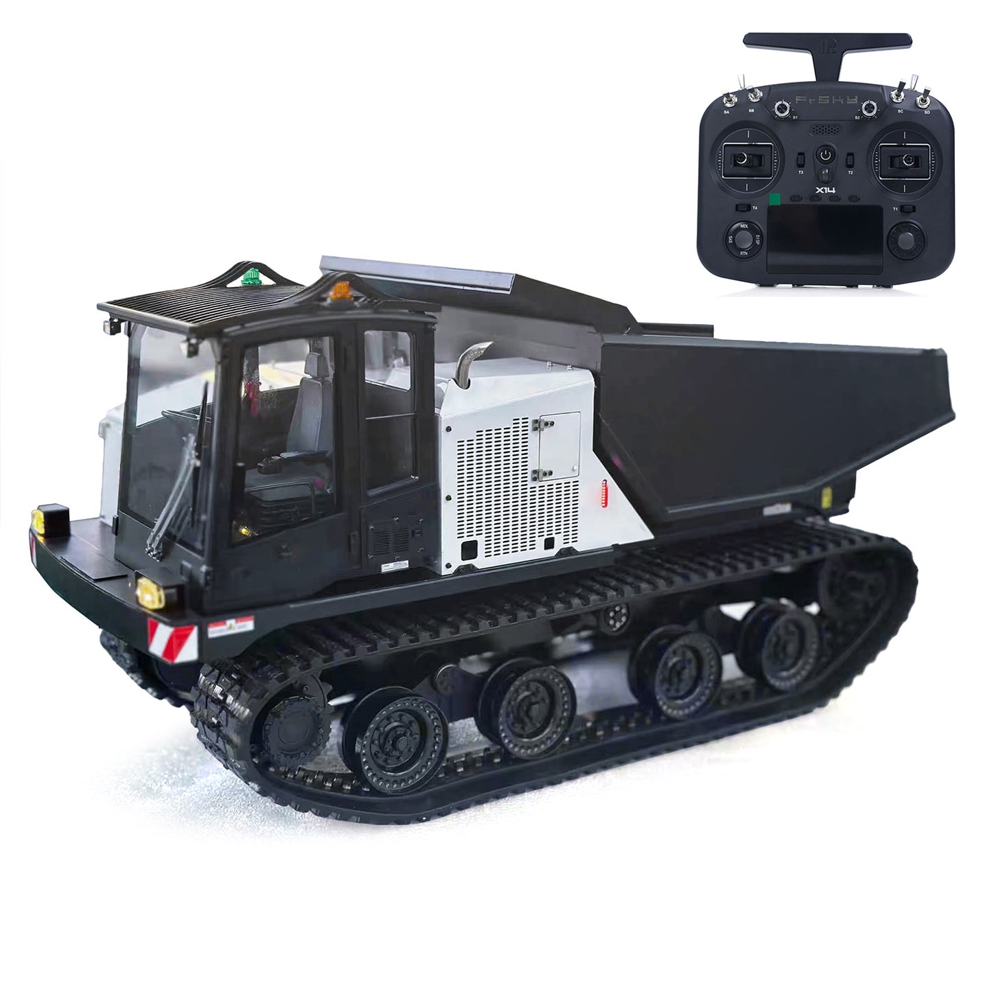 Super Frog T14R Panther 1/14 RC Hydraulischer Raupen-Muldenkipper Fernbedienung Metallkettenkipper Baufahrzeuge Frsky X14