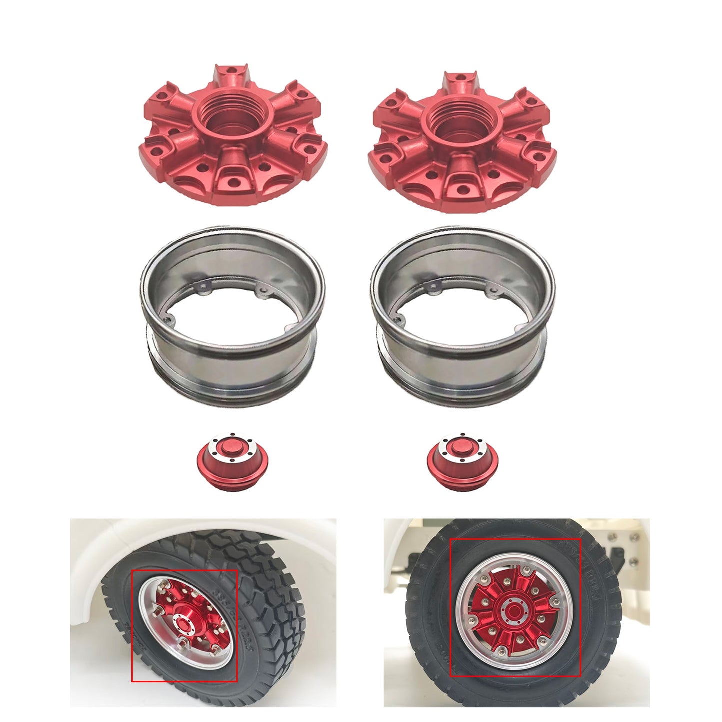 CNC Aluminum Spoke Front Rear Wheel Hub for 1/14 RC Tractor Truck 56379 56366 56344 56356 Model Lorry Upgrade Part