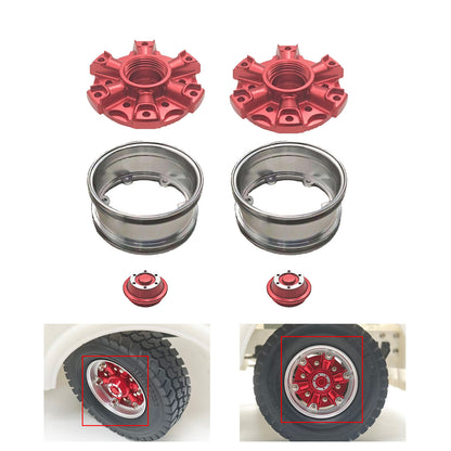 CNC Aluminum Spoke Front Rear Wheel Hub for 1/14 RC Tractor Truck 56379 56366 56344 56356 Model Lorry Upgrade Part
