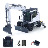 CUT Model 1/14 Remote Control Hydraulic Wheeled Excavator 3Arms LR914 8CH Valve Metal RC Digger Flysky PL18EV Lite Radio RTR