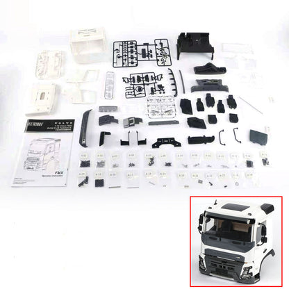 Double E FMX Kabinenschale für 1/14 hydraulischen RC-Muldenkipper, DIY-Funksteuerung, Traktorautos, DIY-Ersatzteil-Modellbausatz, unlackiert