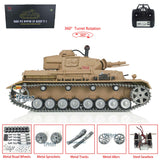 2,4 GHz Henglong 1/16 Maßstab TK7.0 Angepasste Version Panzer IV F Betriebsbereiter ferngesteuerter Panzer 3858 360 Metallkettenräder