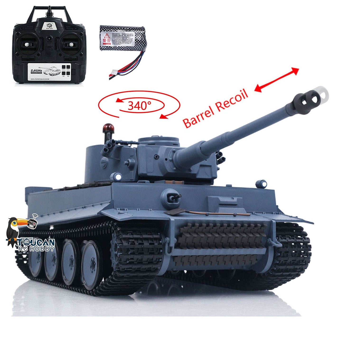 Henglong 1/16 TK7.0 Plastic German Tiger I RTR RC Tank 3818 Infrared Combat BB Sounds Lights Smoke Model Metal Barrel Recoil