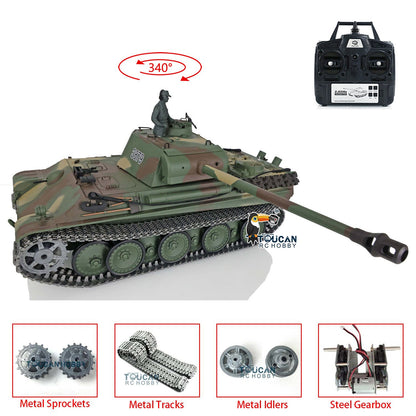 Henglong 1/16 TK7.0 Promotion German Panther G RTR RC Tank 3879 BB Infrared Combat Smoke Sound Light Metal Tracks Sprocket Wheels