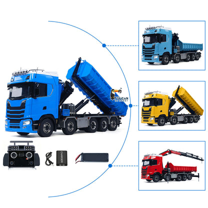 Metall 1/14 RC Hydraulische Dumper 770S 10x10 Volle Dump Lkw Kran Achse Hebe Auto Licht Sound