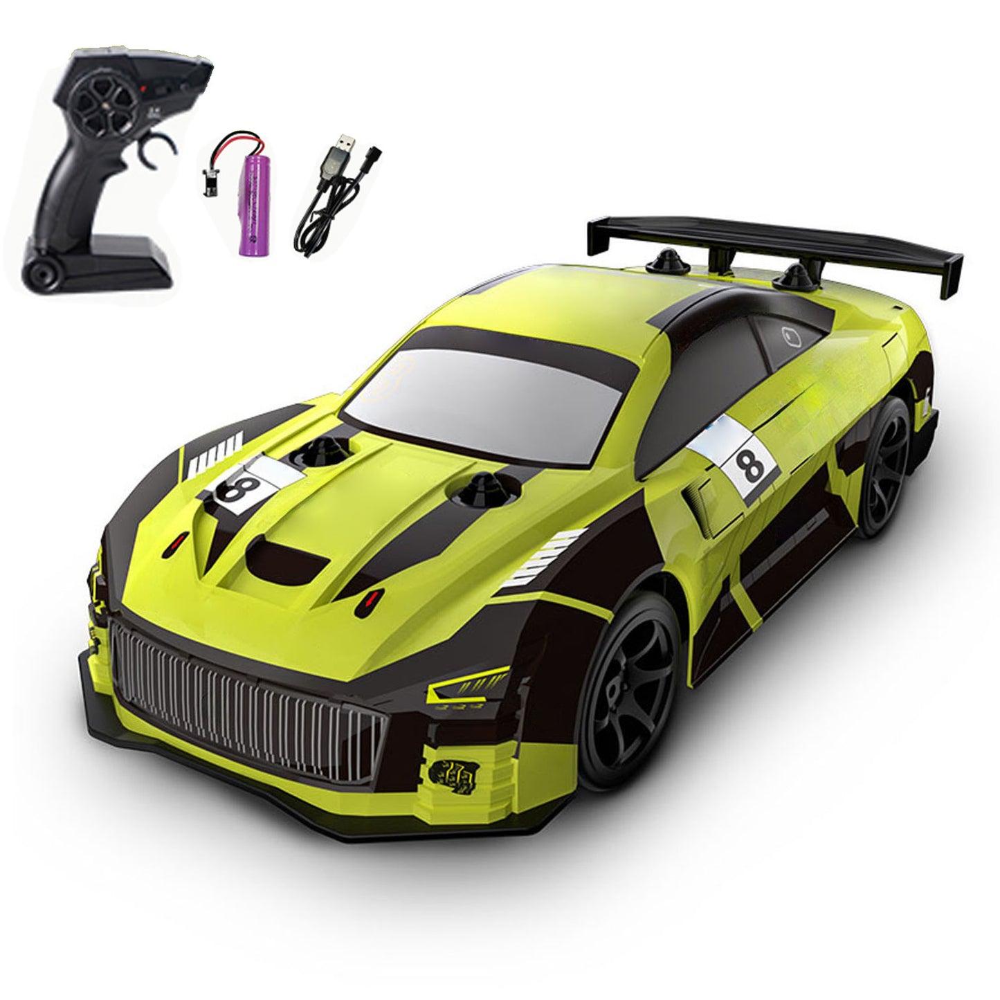 Kunststoff 1/18 RC Drift Car Q165 360 Drifting 4WD Drahtlose Fernbedienung Elektrisches Rennfahrzeug RTR Lichter Sender Batterie