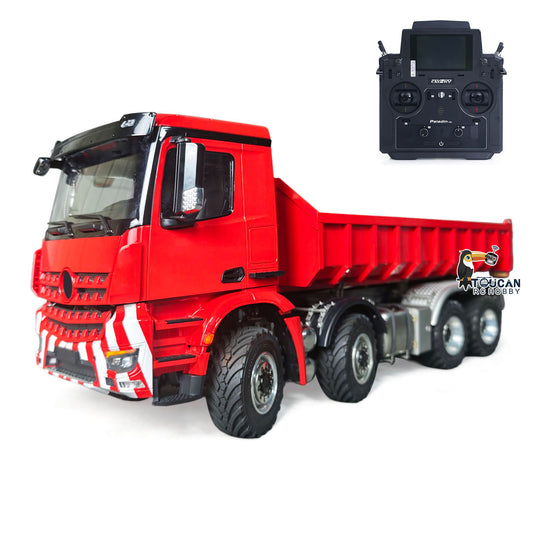 1/14 Radio Control Hydraulic Roll On Off Dumper 3CH Valves 8X8 Off Road Version RC Full Tipper 3Speed Transmission Light Sound