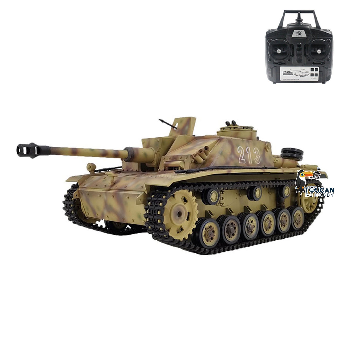 2.4G Henglong 1/16 7.0 Plastic German Stug III RTR RC Tank Model 3868 BB IR Steel Gearbox 1800MAH Battery Radio Sound Lights