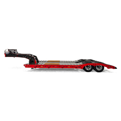 Metal 2-Axle Gooseneck Low Flatbed Trailer 10.6 Inches Width for 1/14 DIY TAMIYA Remote Control Tractor Truck RC Excavator