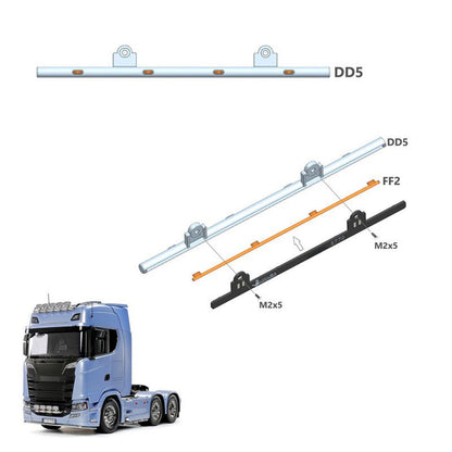 Kunststoff-Seitenschwellerleuchte, 3–7 V, LED-Warnleuchte für 1/14 DIY Tamiya Fernbedienung Traktor-LKW-Modell 770S 6x4 56368 Autoteile