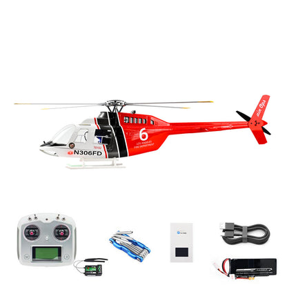 2,4G RC-Skala FlyWing BELL 206 Hubschrauber 4-Blatt-Rotor Fernbedienung Flugzeug GPS Bürstenloser Motor Batterie RTF Smart Drone Geschenk