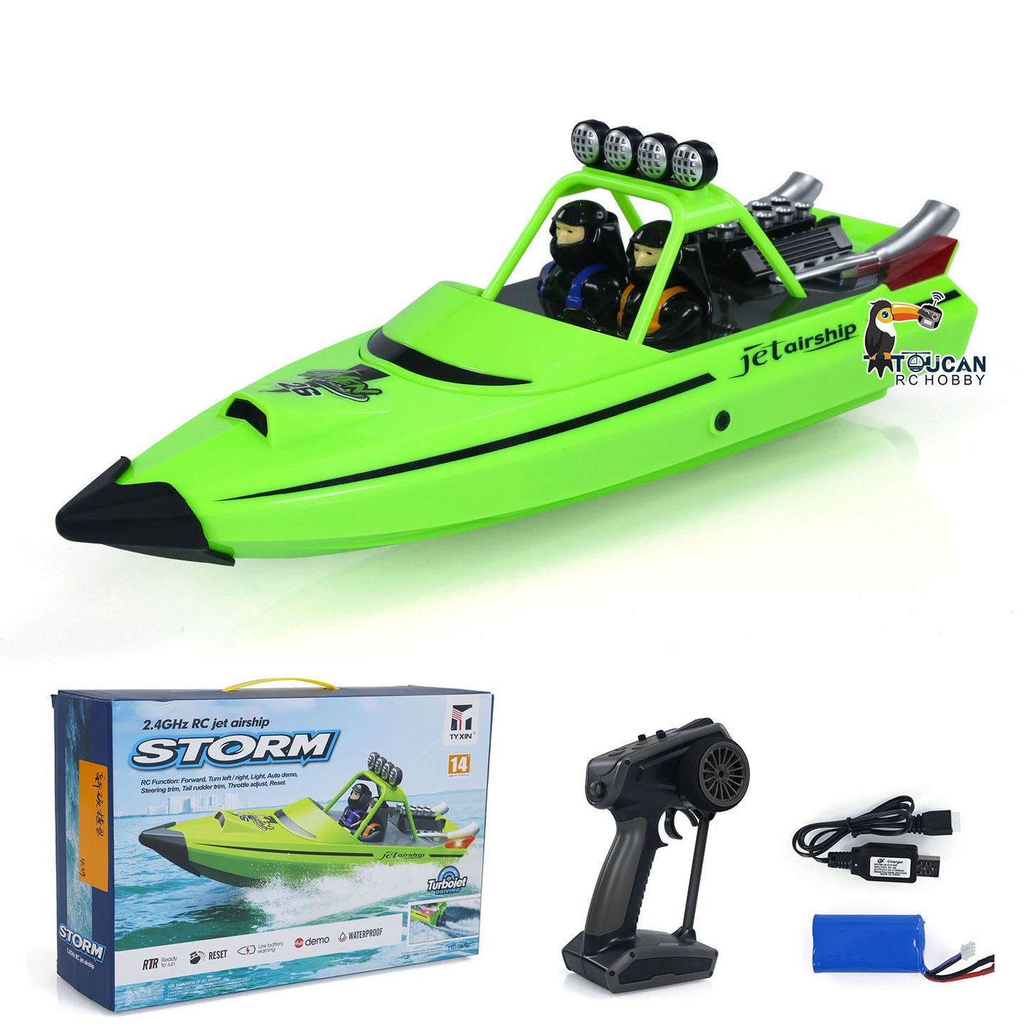 RC RTR-Bootslichter, selbstaufrichtendes Jet-Schiff, Spielzeug-Rennboot für Kinder und Erwachsene, 2,4 G, One-Key-Reset, ausgezeichnetes wasserdichtes Lichtsystem
