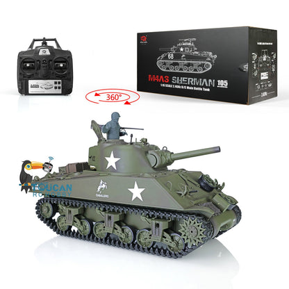 Henglong 1/16 TK7.0 Plastic USA M4A3 Sherman 3898 RTR RC Tank 360 Degrees Turret BB IR Barrel Recoil Smoke Metal Barrel Steel Gearbox