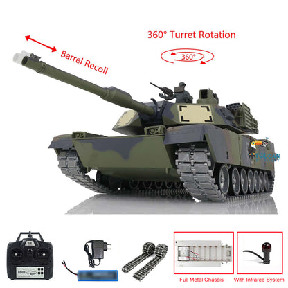 Umgerüsteter 2,4 GHz HengLong Factory USA Abrams Funkgesteuerter BB IR TK7.1 Panzer 3918 M1A2 Metallchassis Kunststoffrumpf