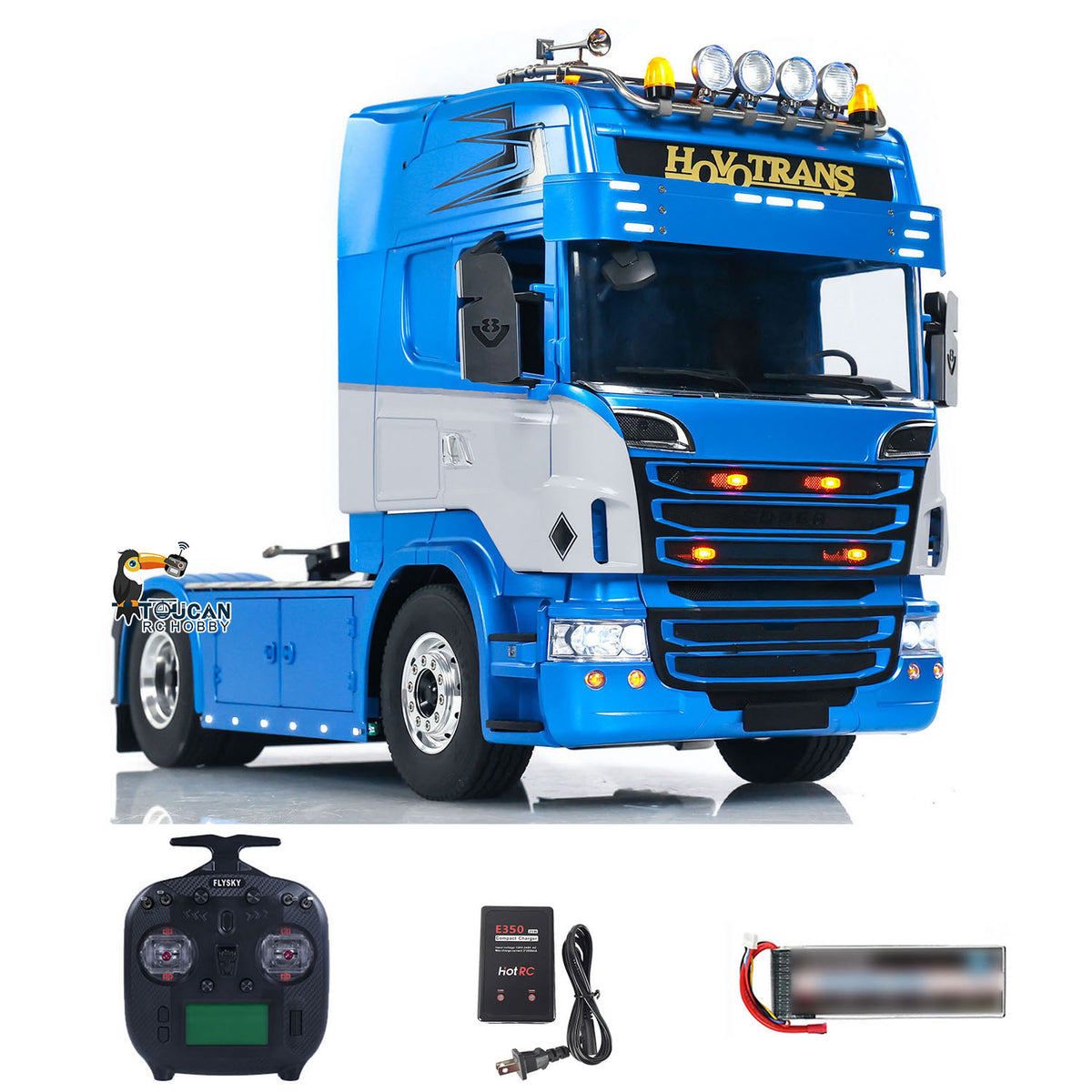 2. 1/14 Scale 4x4 Semi Truck with High Roof Cab TOUCAN 801C R730 Side Profile  
