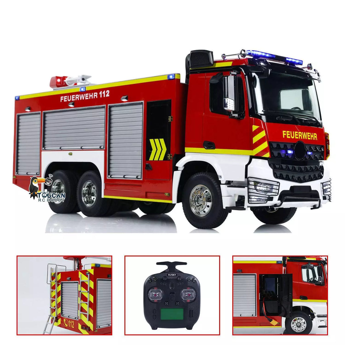 2. 1/14 Scale 6x6 Fire Engine with Differential Lock YLL PS011 Side Profile  

