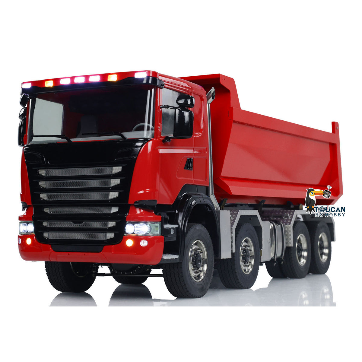 20. 1/14 Scale 8x8 Articulated Hauler TH-X SC-G88 Complete PNP Set Red Full Side"
