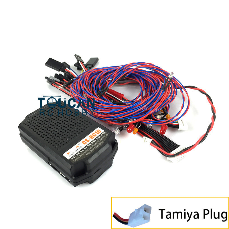 CS RC16 2 in 1 Sound Light System 2 Inches Speaker for 1/14 RC Crawler Tractor Trucks Off-road Vehicle Model DIY Acceessories
