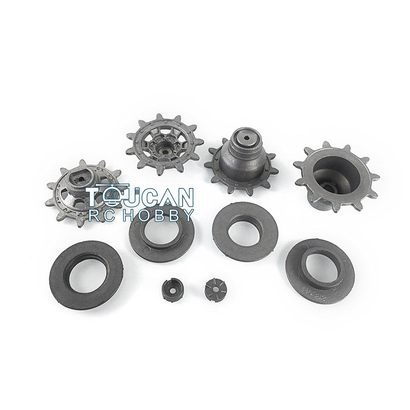 Metal Tracks Sprockets Idlers Adjuster Driving Axle Bearing Suspension Arms Protection Net For HL RC 1/16 3889 Tank Model Parts