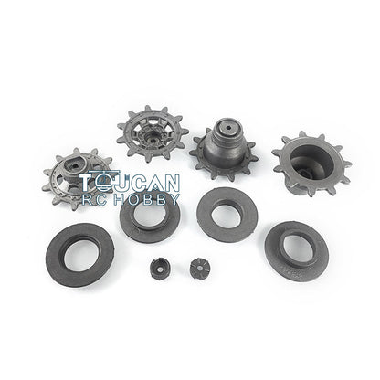 Metal Tracks Sprockets Idlers Adjuster Driving Axle Bearing Suspension Arms Protection Net For HL RC 1/16 3889 Tank Model Parts