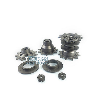 Metal Tracks Sprockets Idlers Adjuster Driving Axle Bearing Suspension Arms Protection Net For HL RC 1/16 3889 Tank Model Parts