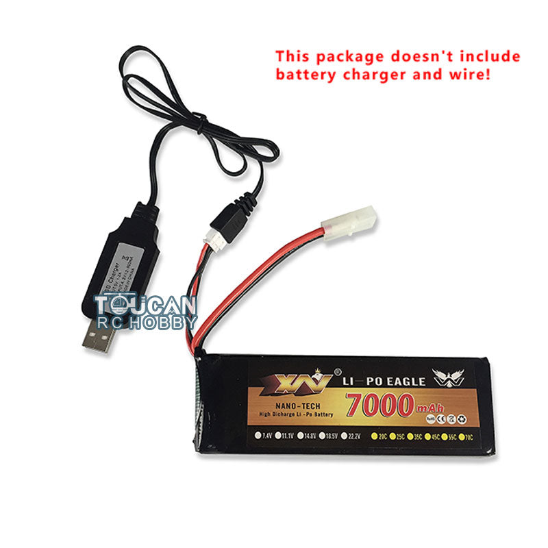 IN Stock 1/16 Henglong 7.4V 7000MAH Lipo Battery With XT60 Charger Plug Balanced Charging Board Electronic Parts For 3818/3819 RC Tank Model
