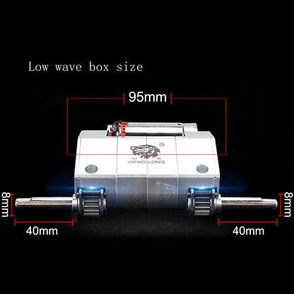 Henglong 1/16 Double Flow CNC Metal Gearbox L65mm 55mm H65mm 60mm With Gear Ratio 1/39 For RC Metal Tank Vehicle Accessory