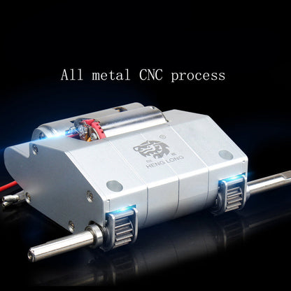 Henglong 1/16 Double Flow CNC Metal Gearbox L65mm 55mm H65mm 60mm With Gear Ratio 1/39 For RC Metal Tank Vehicle Accessory