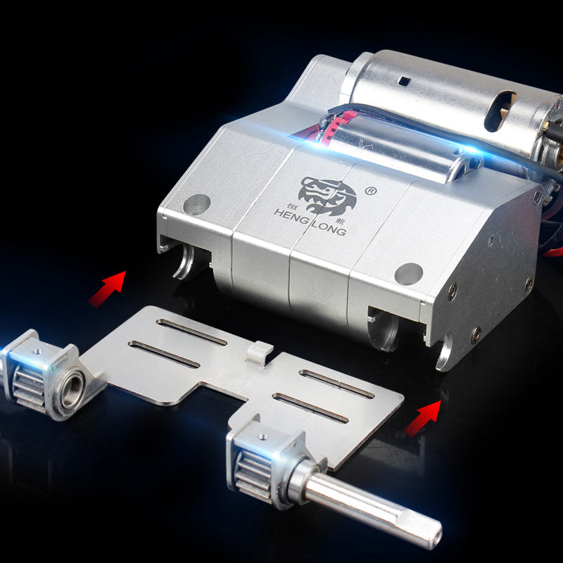 Henglong 1/16 Double Flow CNC Metal Gearbox L65mm 55mm H65mm 60mm With Gear Ratio 1/39 For RC Metal Tank Vehicle Accessory