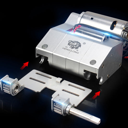 TOUCAN RC HOBBY Henglong 1/16 Double Flow CNC Metal Gearbox L65mm 55mm H65mm 60mm With Gear Ratio 1/39 For RC Metal Tank Vehicle Accessory