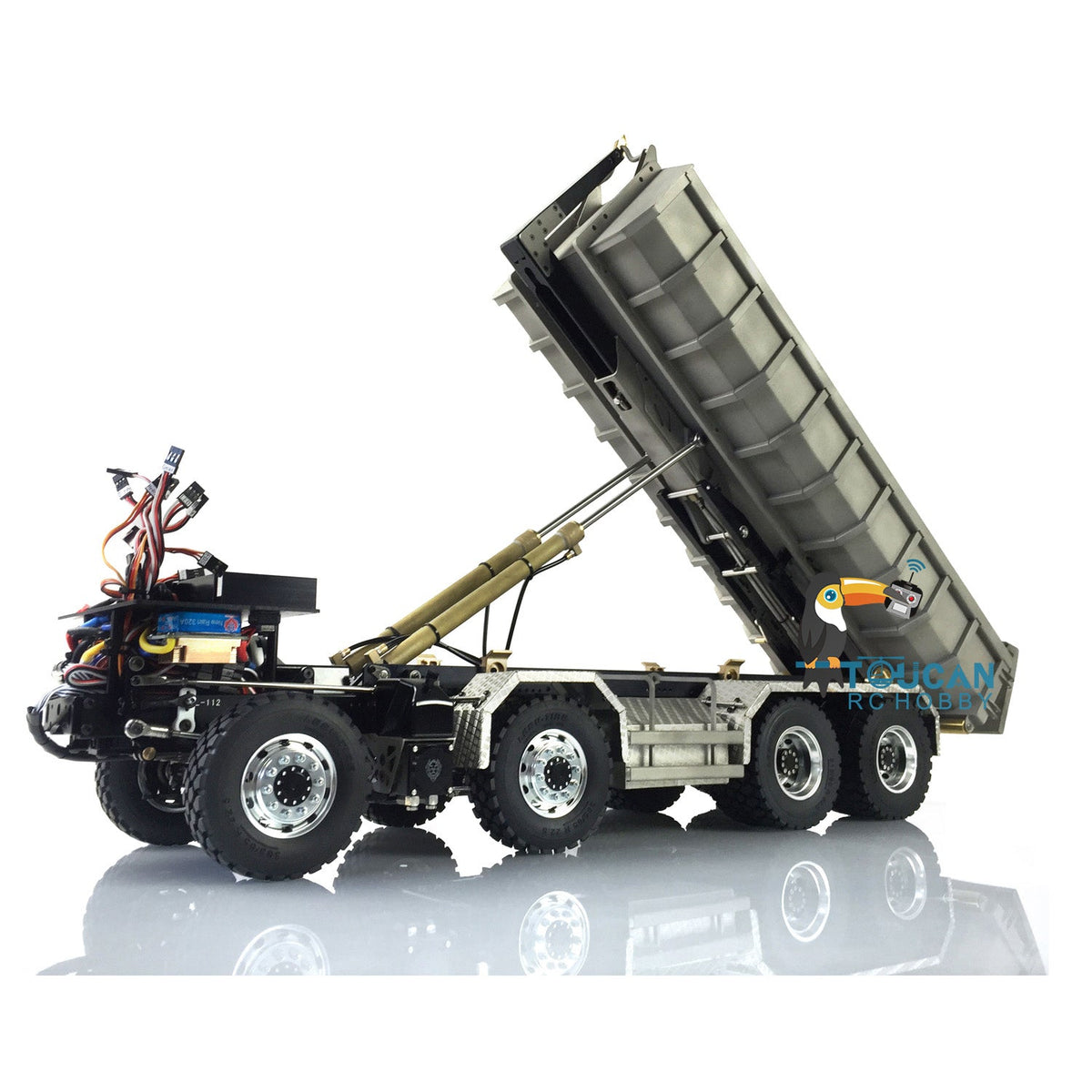 TOUCAN RC HOBBY LESU 1/14 TGS 8*8 RC Hydraulic Dumper Truck Lorry Remote Control Tipper Lights Sound Two Speed ESC Motor 3T Differential Lock Steering Servo