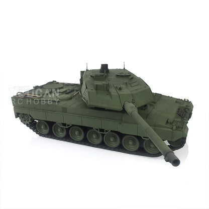 Henglong 1/16 TK7.0 Leopard2A6 RC RTR Panzer 3889 360 Turmlauf Rückstoß Metallketten mit Gummipads Kettenräder Leiträder Laufräder