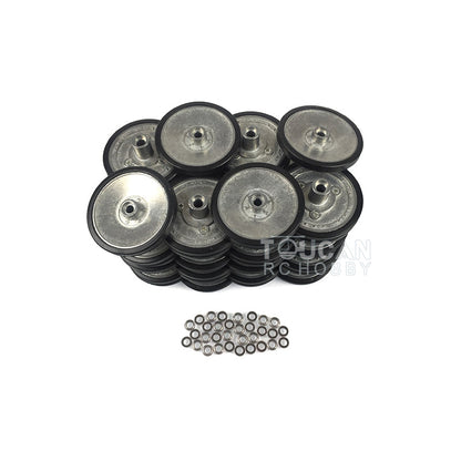 IN Stock Metal Road Wheels With Rims Rubber Tyres 16PCS For Henglong 1/16 Scale 2.4Ghz German Tiger I 3818 Panther 3819 RC Tank Spare Parts